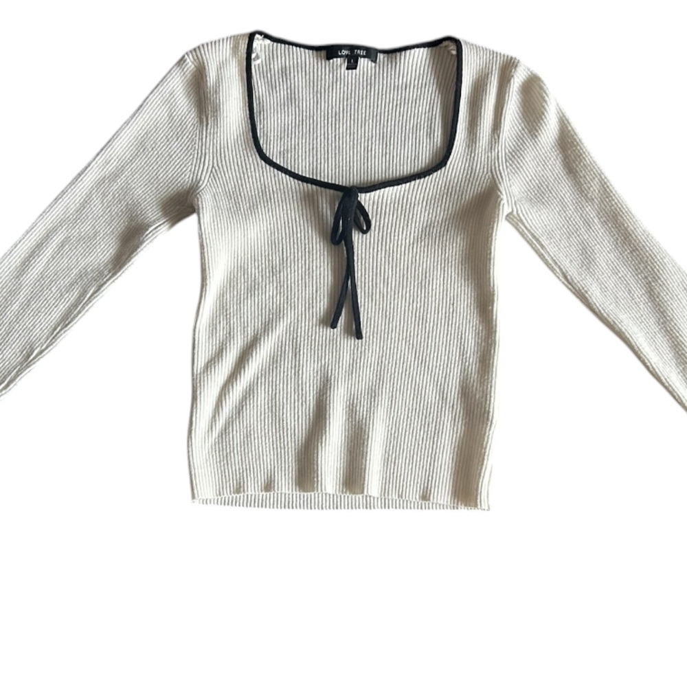 Love Tree Ribbed Cream Top